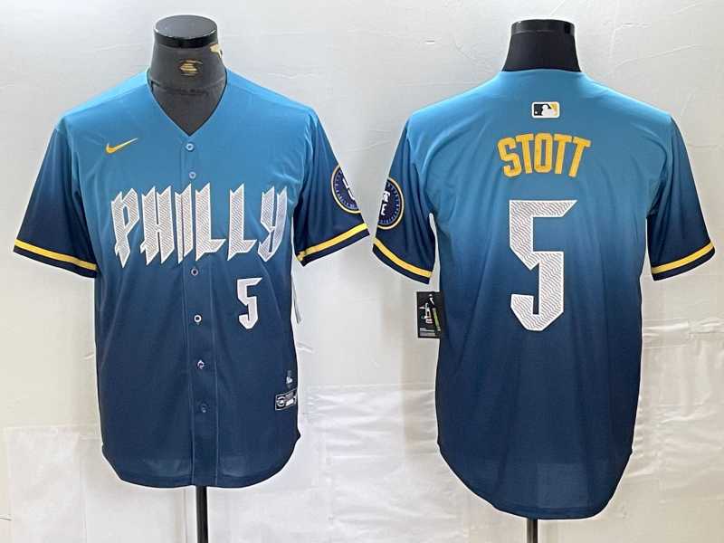 Men's Philadelphia Phillies #5 Bryson Stott Blue 2024 City Player Number Cool Base Stitched Jersey,We sell and wholesale Men's Philadelphia Phillies #5 Bryson Stott Blue 2024 City Player Number Cool Base Stitched Jersey on line form chian!